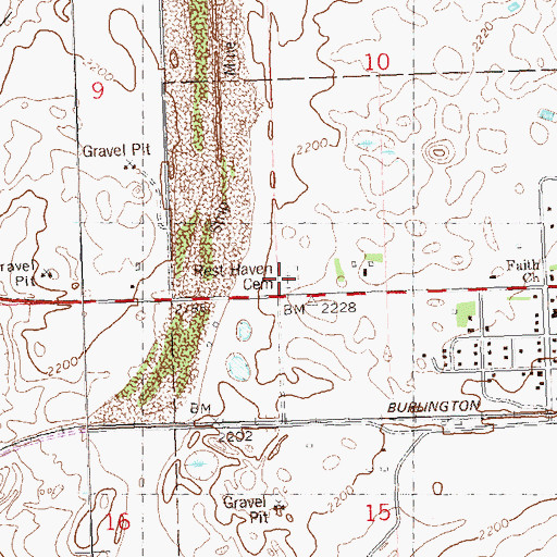 Topographic Map of Rest Haven Cemetery, ND