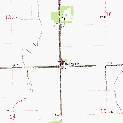 Topographic Map of Herby Lutheran Cemetery, ND