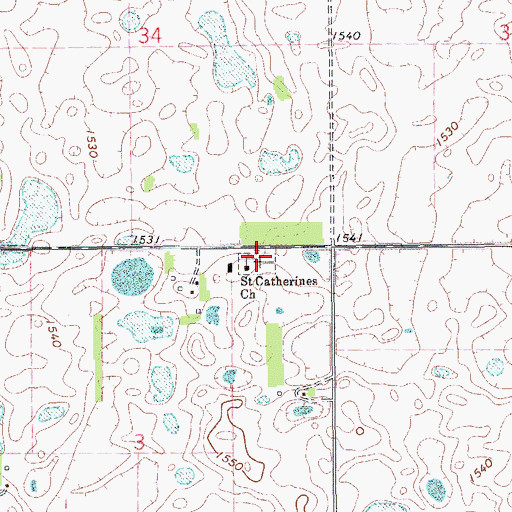 Topographic Map of Saint Catherines of Lomice Cemetery, ND