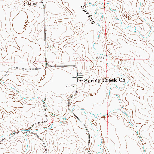 Topographic Map of Spring Creek Cemetery, ND
