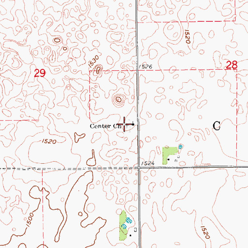 Topographic Map of Center Lutheran Cemetery, ND