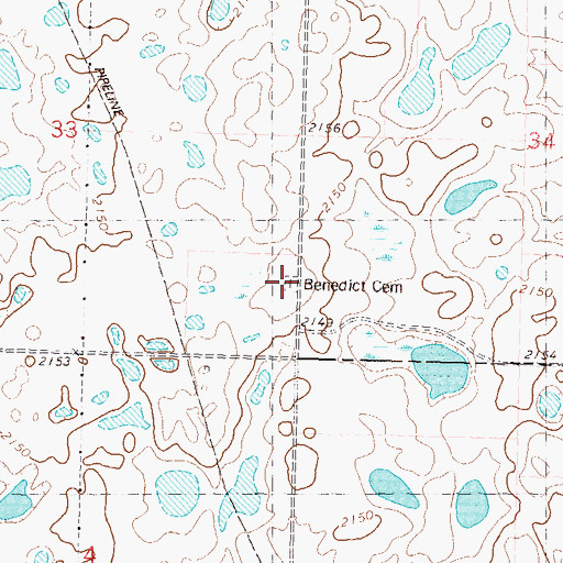 Topographic Map of Church of God Cemetery, ND