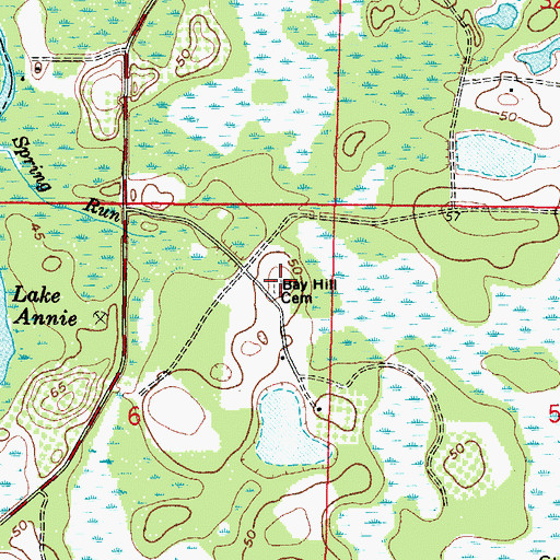 Topographic Map of Bay Hill Cemetery, FL