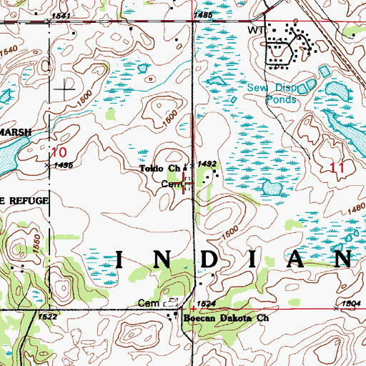 Topographic Map of Dakotah Oyate Lutheran / Native American Cemetery - Tokio, ND