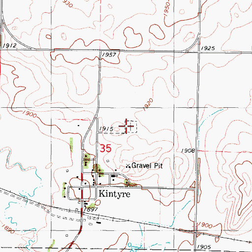 Topographic Map of Kintyre Cemetery, ND