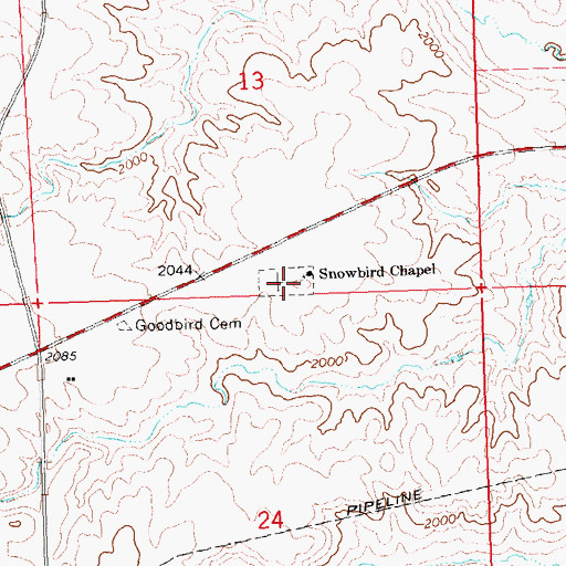 Topographic Map of Snowbird Cemetery, ND