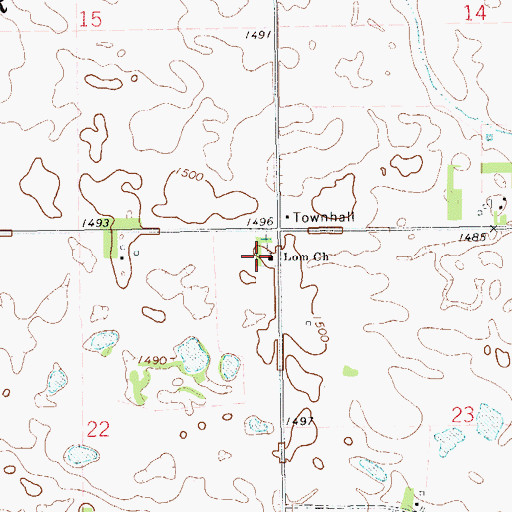Topographic Map of Lom Lutheran Cemetery, ND