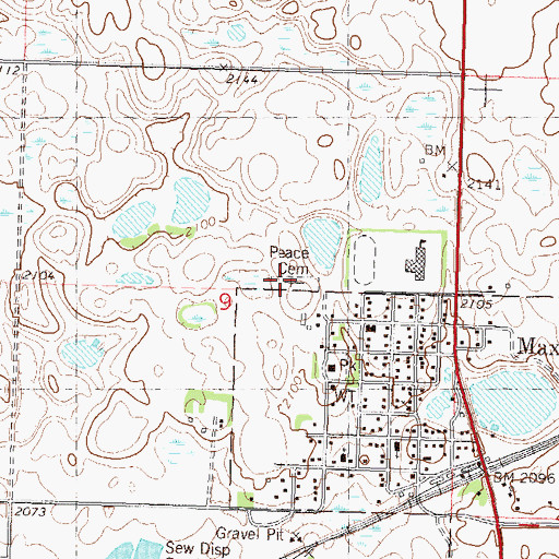 Topographic Map of Old Max City Cemetery, ND