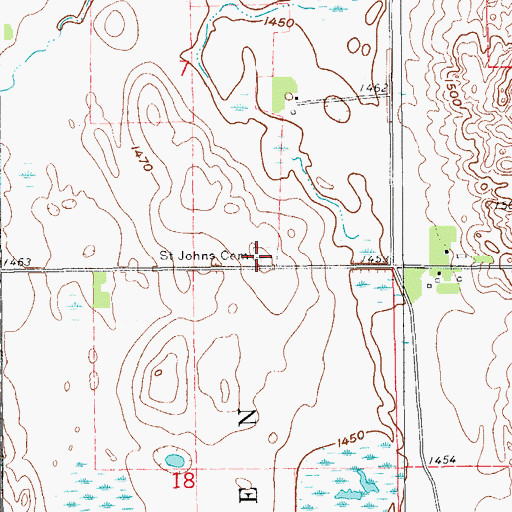 Topographic Map of Saint Johns Cemetery, ND