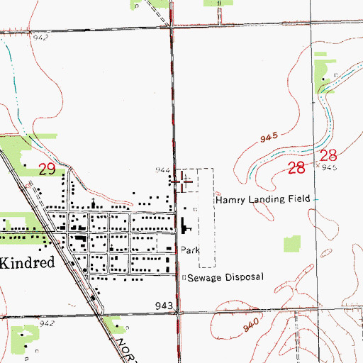 Topographic Map of Kindred Cemetery, ND