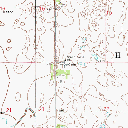 Topographic Map of Scandinavian Norwegian Lutheran Cemetery, ND