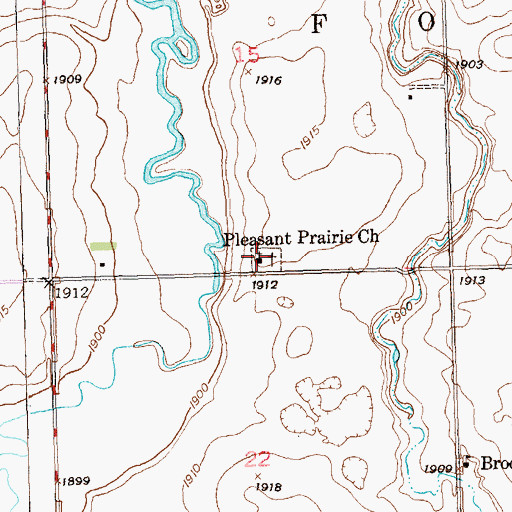 Topographic Map of Pleasant Prairie Cemetery, ND