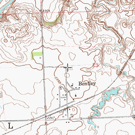 Topographic Map of Bentley Cemetery, ND
