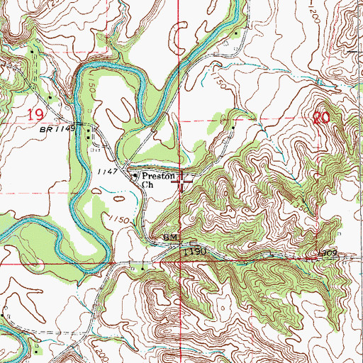 Topographic Map of Preston Cemetery, ND
