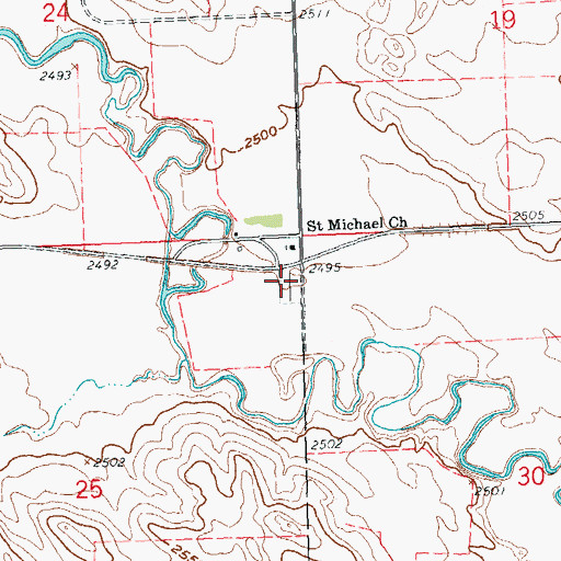Topographic Map of Saint Michaels Cemetery, ND