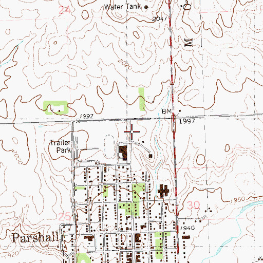 Topographic Map of Saint Bridgets Cemetery, ND