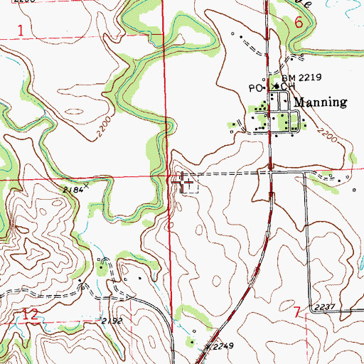 Topographic Map of Manning Cemetery, ND