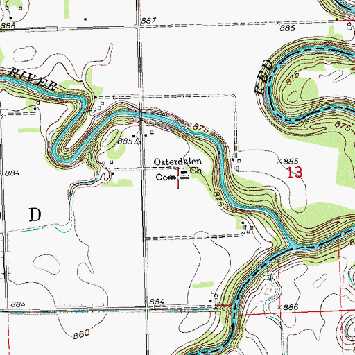 Topographic Map of Osterdalen Lutheran Church Cemetery, ND