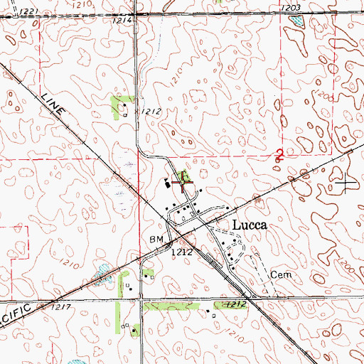 Topographic Map of Lucca Congregational Cemetery, ND