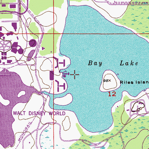 Topographic Map of Bay Lake, FL