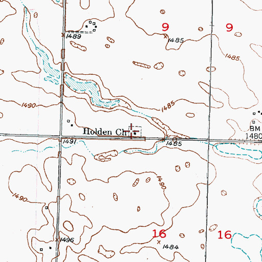 Topographic Map of Holden Cemetery, ND