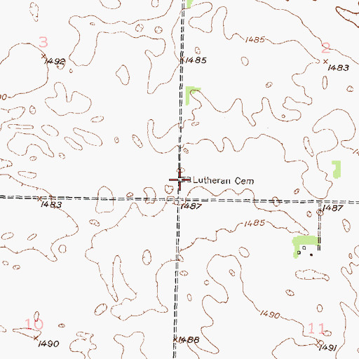 Topographic Map of Spring Coulee Norwegian Lutheran Cemetery, ND