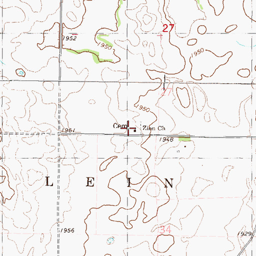 Topographic Map of Zion Lutheran Church Cemetery, ND