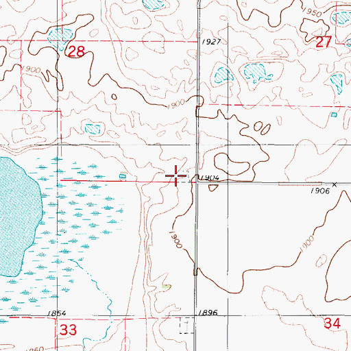 Topographic Map of Peace Lutheran Cemetery, ND