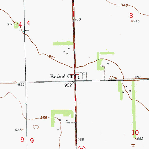 Topographic Map of Bethel Moravian Cemetery, ND