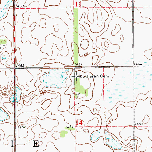 Topographic Map of First Lutheran Cemetery, ND