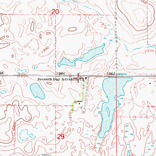 Topographic Map of Seventh - Day Adventist Cemetery, ND