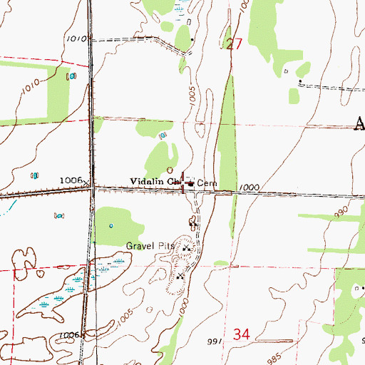 Topographic Map of Vidalin Lutheran Cemetery, ND
