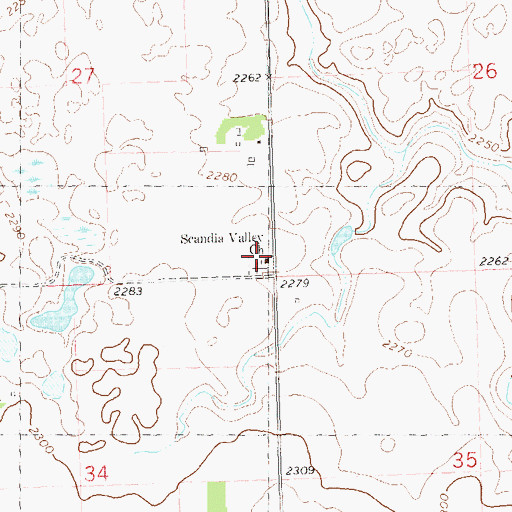 Topographic Map of Scandia Valley Lutheran Free Cemetery, ND