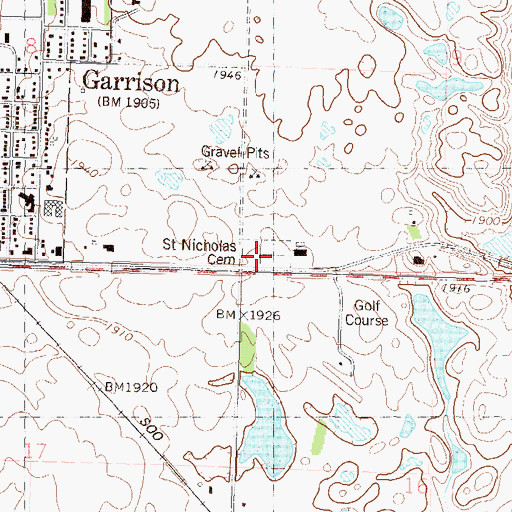 Topographic Map of Saint Nicholas Cemetery, ND