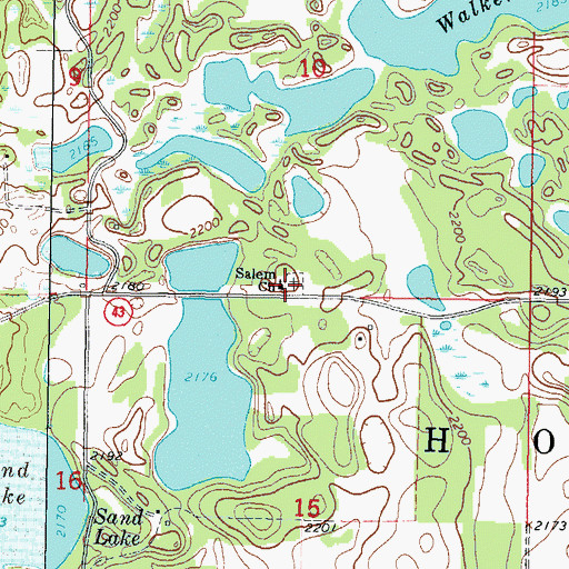 Topographic Map of Salem Lutheran Cemetery, ND