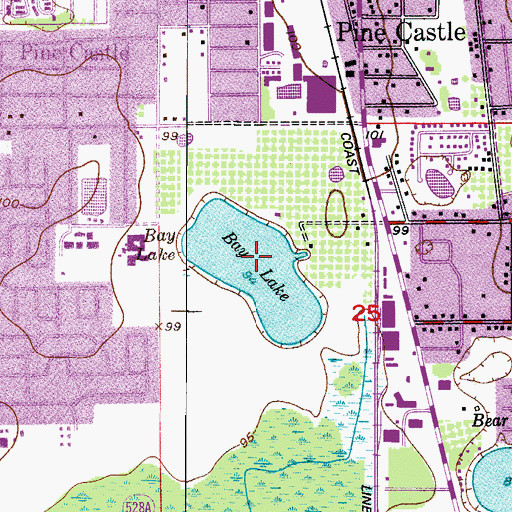 Topographic Map of Bay Lake, FL