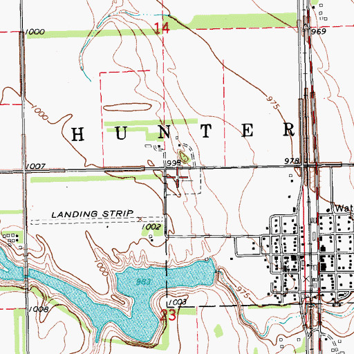 Topographic Map of Hunter Cemetery, ND