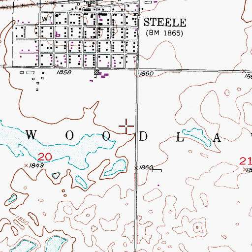 Topographic Map of Holy Cross Cemetery, ND