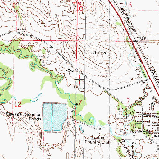 Topographic Map of Linton Cemetery, ND