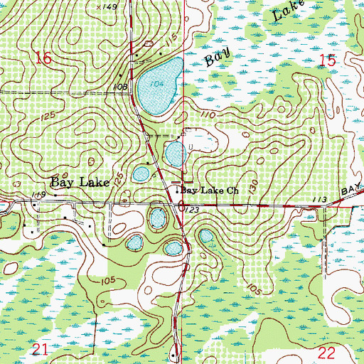 Topographic Map of Bay Lake Church, FL