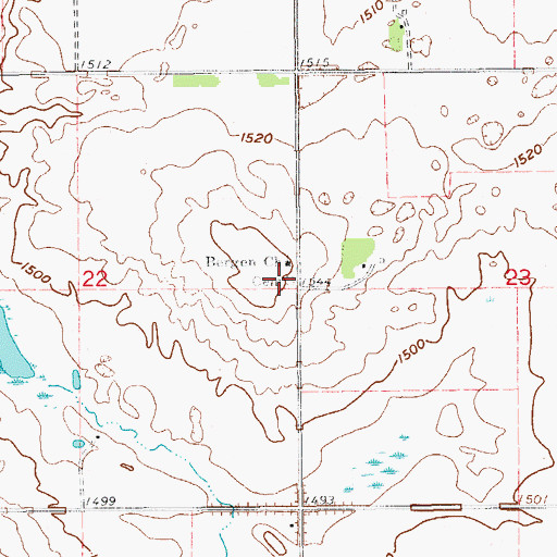 Topographic Map of Bergen Cemetery, ND