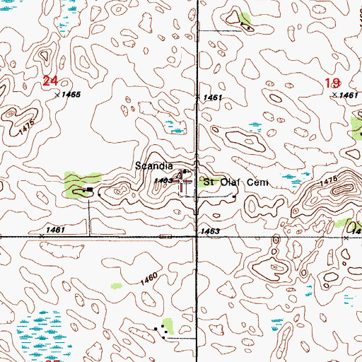 Topographic Map of Norway Lutheran Church Cemetery, ND