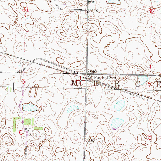 Topographic Map of O'Shea Cemetery, ND
