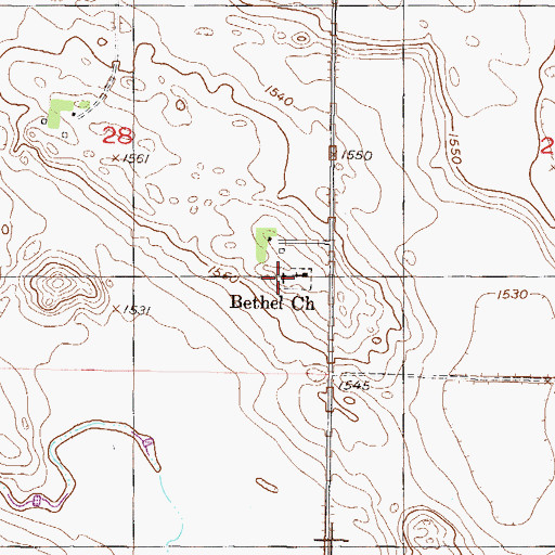 Topographic Map of Bethel Lutheran Cemetery, ND