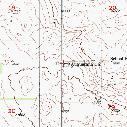 Topographic Map of Augustana Lutheran Cemetery, ND