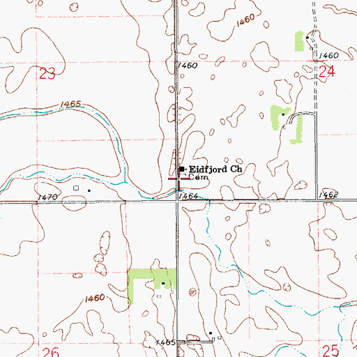 Topographic Map of Eidfjord Lutheran Cemetery, ND