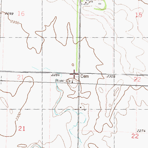 Topographic Map of Hope Lutheran (Old Stone) Cemetery, ND