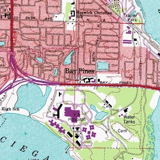 Topographic Map of Bay Pines, FL