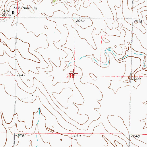 Topographic Map of Saint Bernard Catholic Cemetery, ND