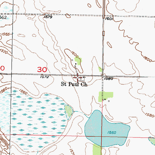 Topographic Map of German Lutheran Cemetery, ND